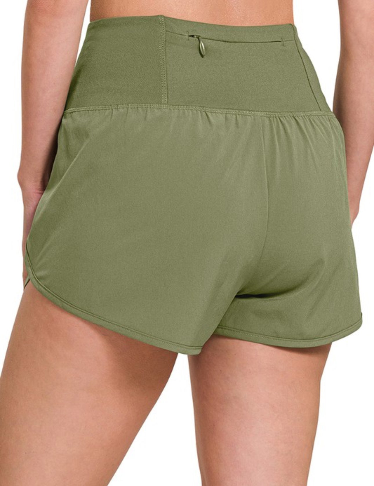 High Waisted Zipper Back Short