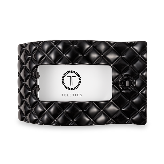 Flat Rectangle Hair Clip | Large | Jet Black Quilted