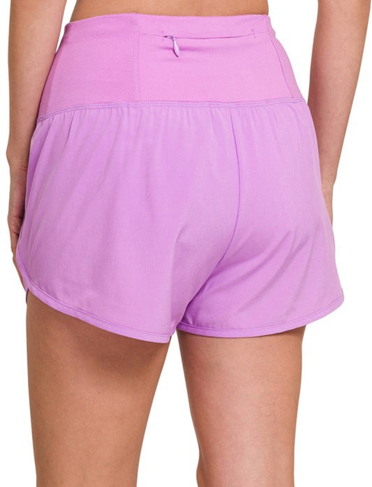 High Waisted Zipper Back Short