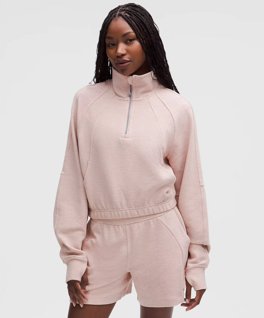 Scuba Cropped Funnel-Neck Half Zip *Waffle