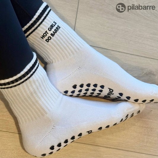 Hot Girls Do BARRE Socks - White/Black
