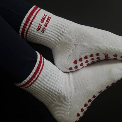 Hot Girls Do BARRE Socks - White/Red