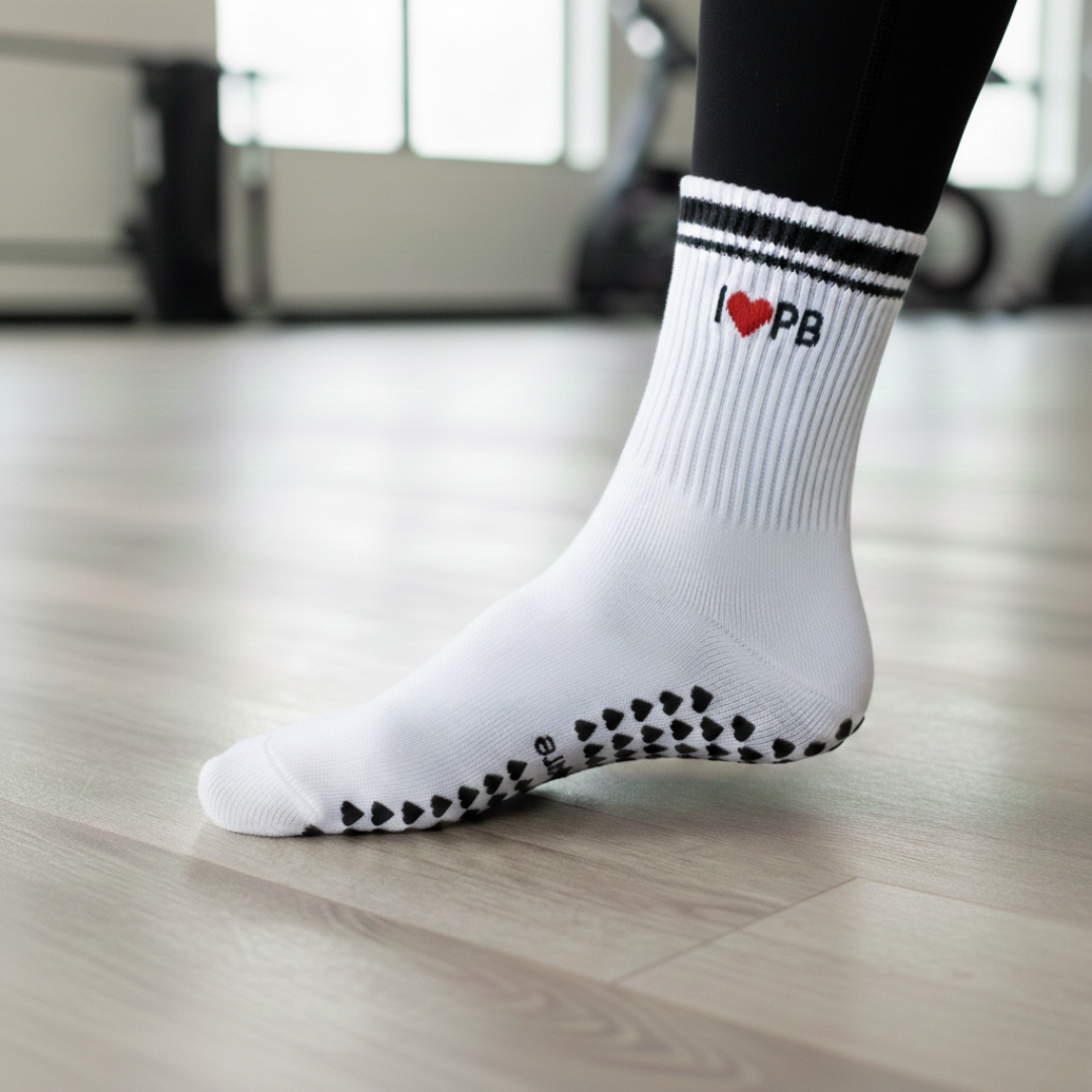 I LOVE PB White Grip Socks