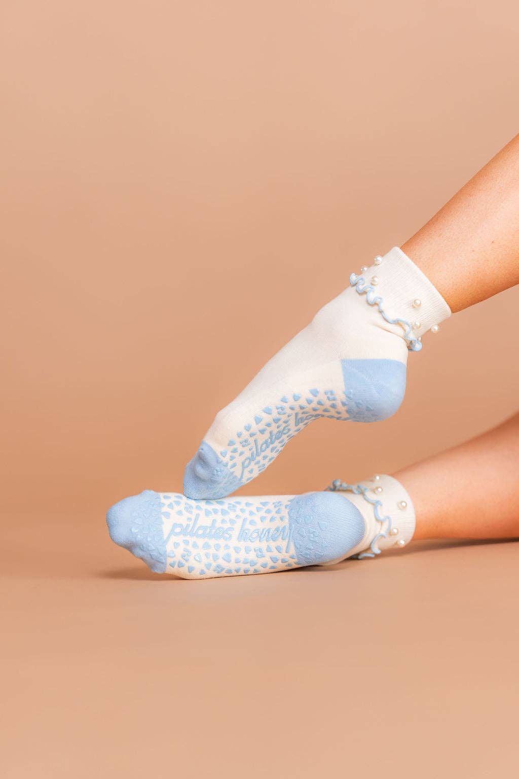 Oyster Shell Foldover Ruffle Grip Socks *Luxe Collection*