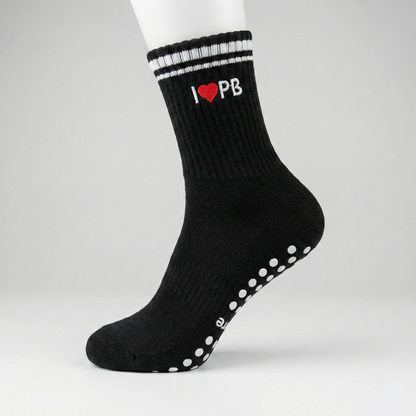 I LOVE PB Black Grip Socks