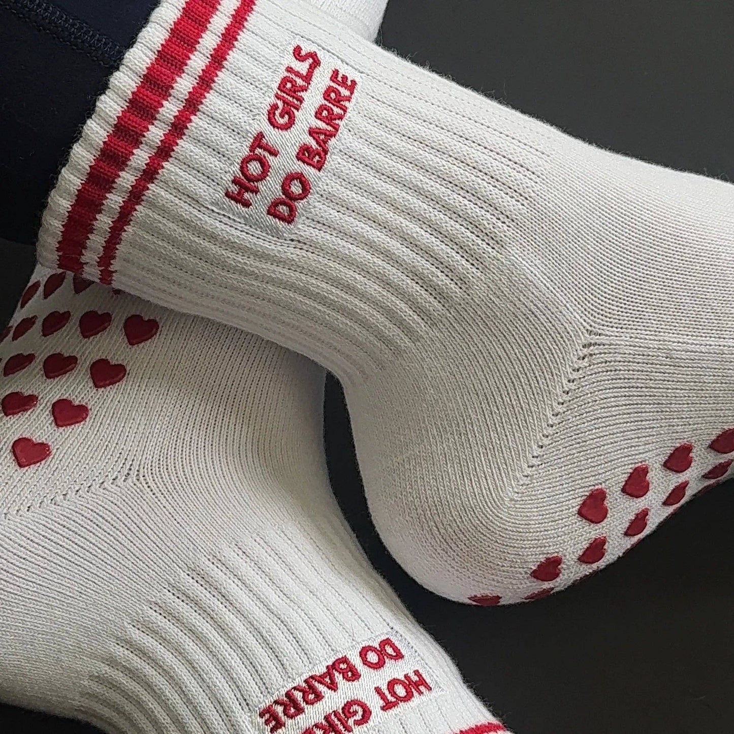 Hot Girls Do BARRE Socks - White/Red