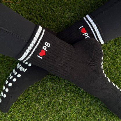 I LOVE PB Black Grip Socks