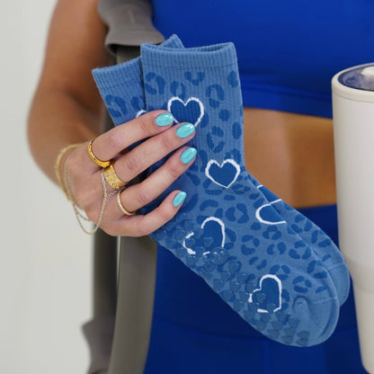 Cheetah Grip Socks- Blue