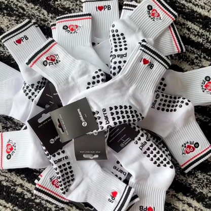 I LOVE PB White Grip Socks