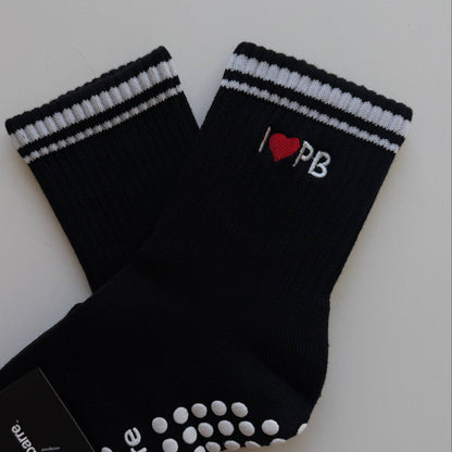 I LOVE PB Black Grip Socks
