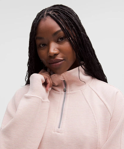 Scuba Cropped Funnel-Neck Half Zip *Waffle
