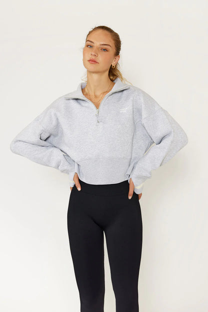 Cream Yoga Lunar Cropped 1/2 Zip Pullover
