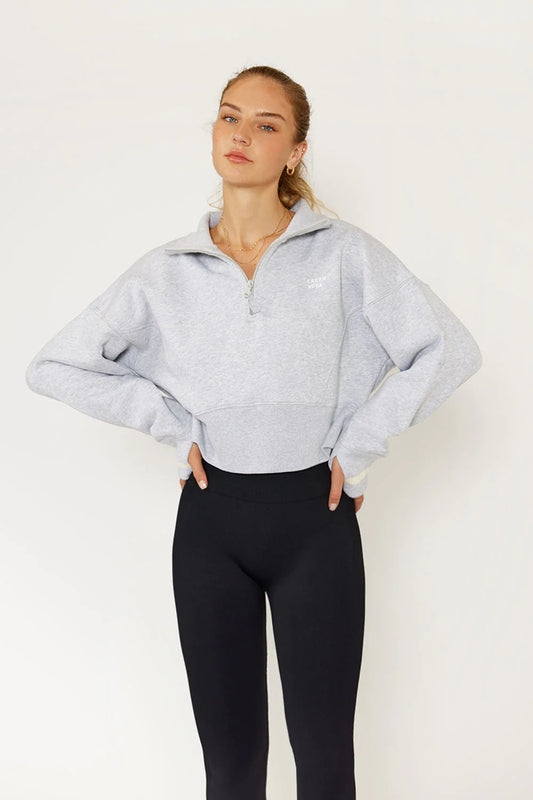 Cream Yoga Lunar Cropped 1/2 Zip Pullover