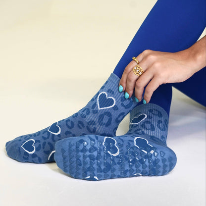 Cheetah Grip Socks- Blue