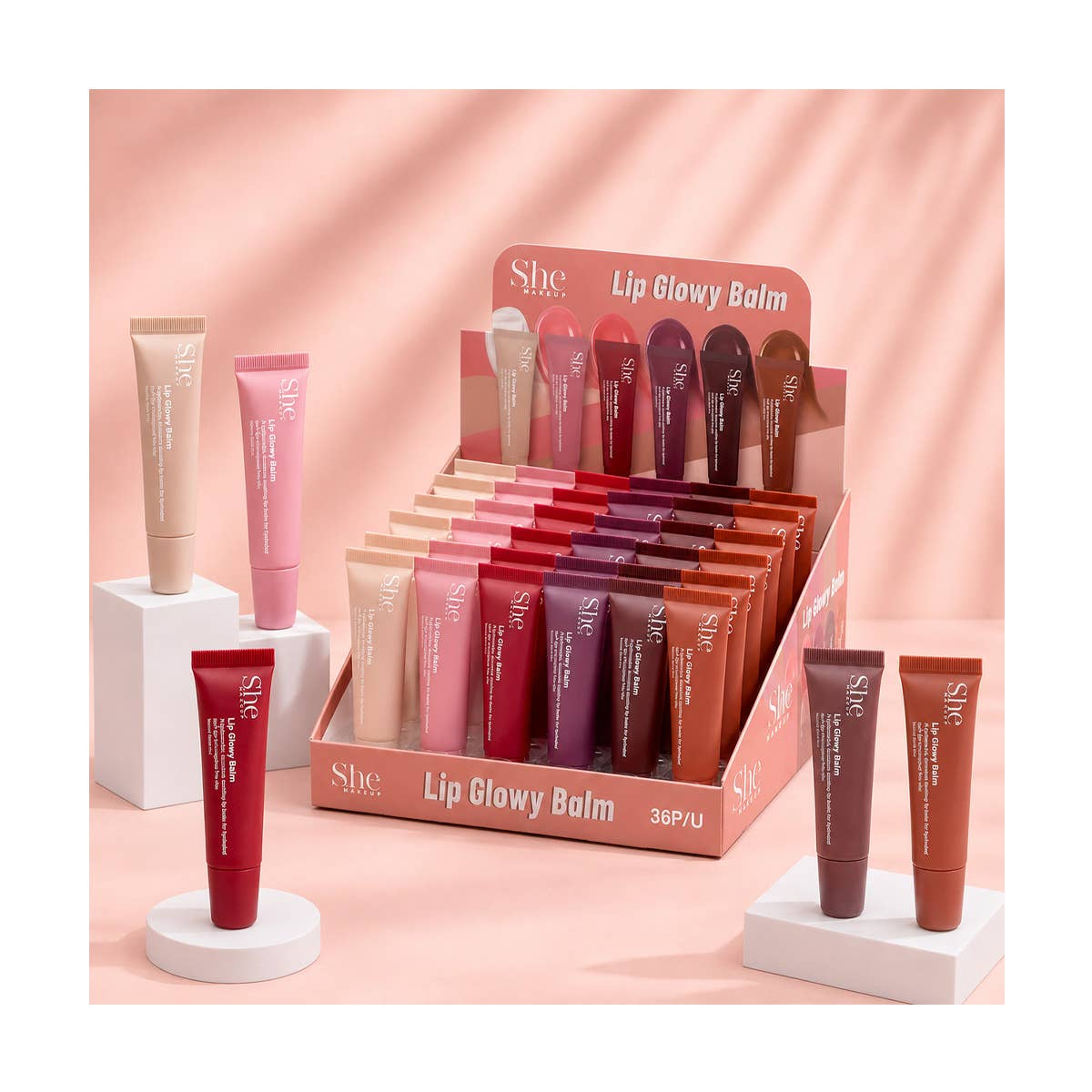 SHE LG24 Lip Glowy Moisturizing Lip Balm - 36 pcs