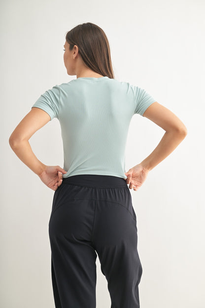 Essential Micro-Ribbed Athleisure Baby Tee