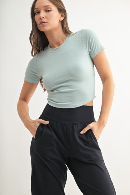 Essential Micro-Ribbed Athleisure Baby Tee